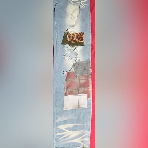 2 Item Bundle - Nike Bomber Jacket XL - Amiri Patchwork Jeans Sz 38 - Blue Grey - Picture 13 of 14